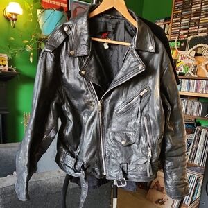 Vintage Leather Biker Jacket By Cordovan Montreal Size XL